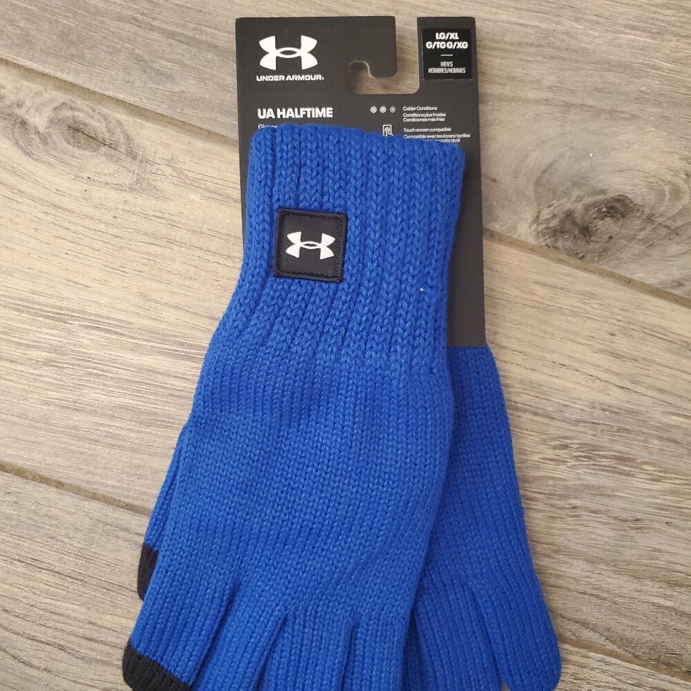 NWT UA Men’s Halftime Knit Gloves Lg Blue